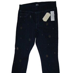 One World Women's Jeans  L Dark Wash Stud Embellished Skinny